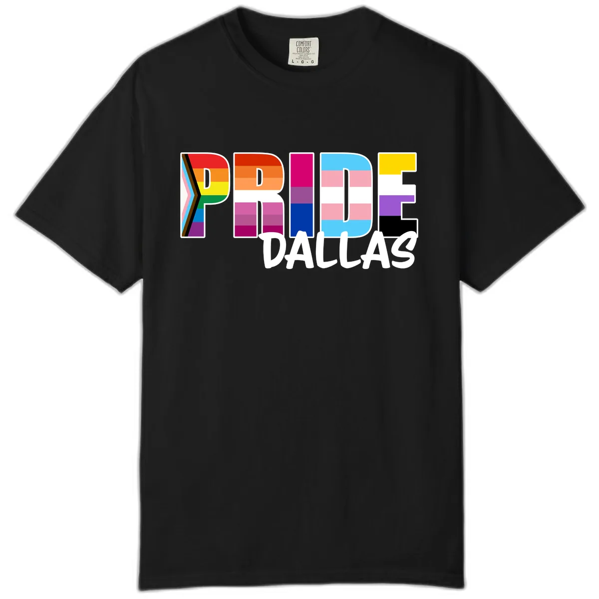 Pride Dallas Colorful Letters Comfort Color in Black