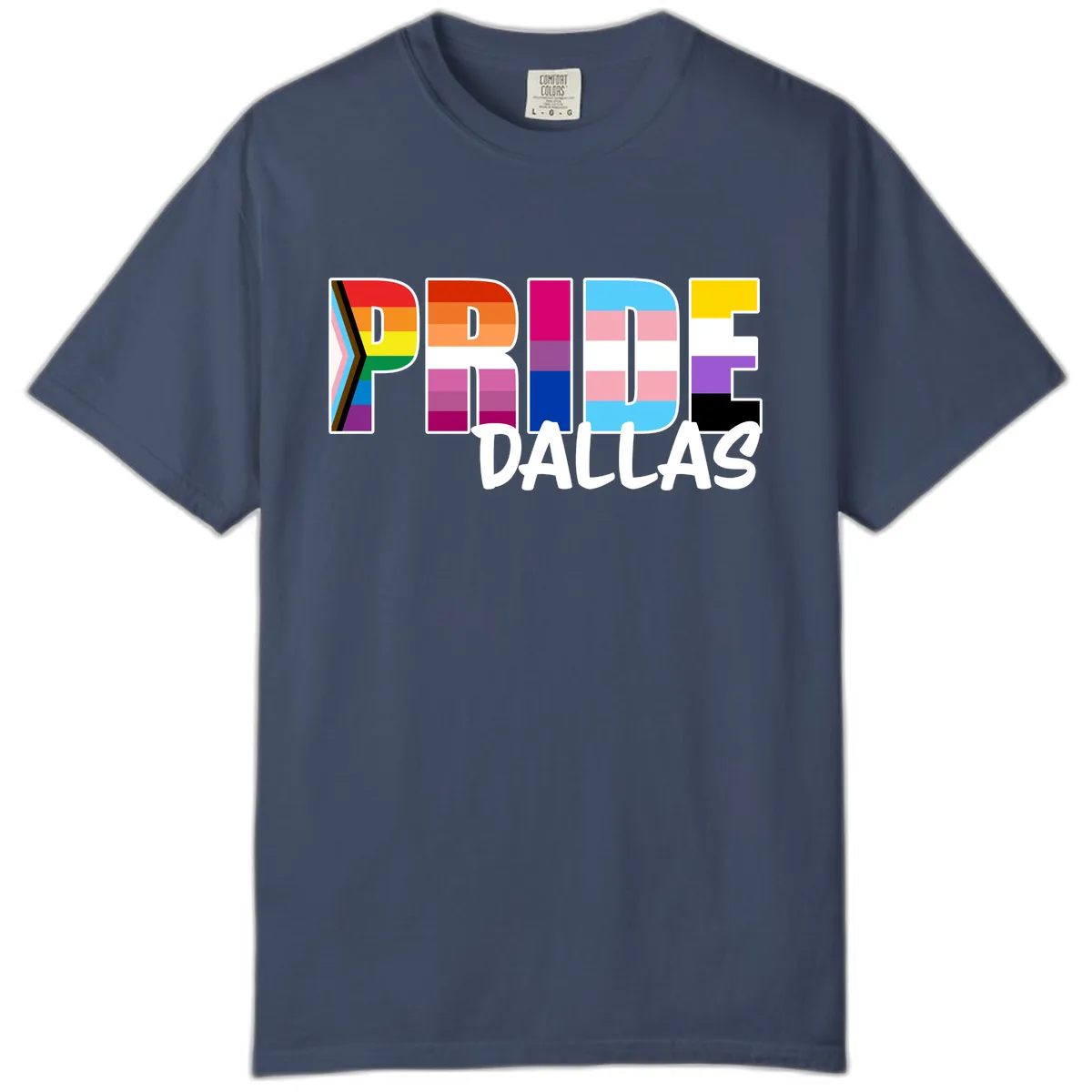 Pride Dallas Colorful Letters Comfort Color in Midnight