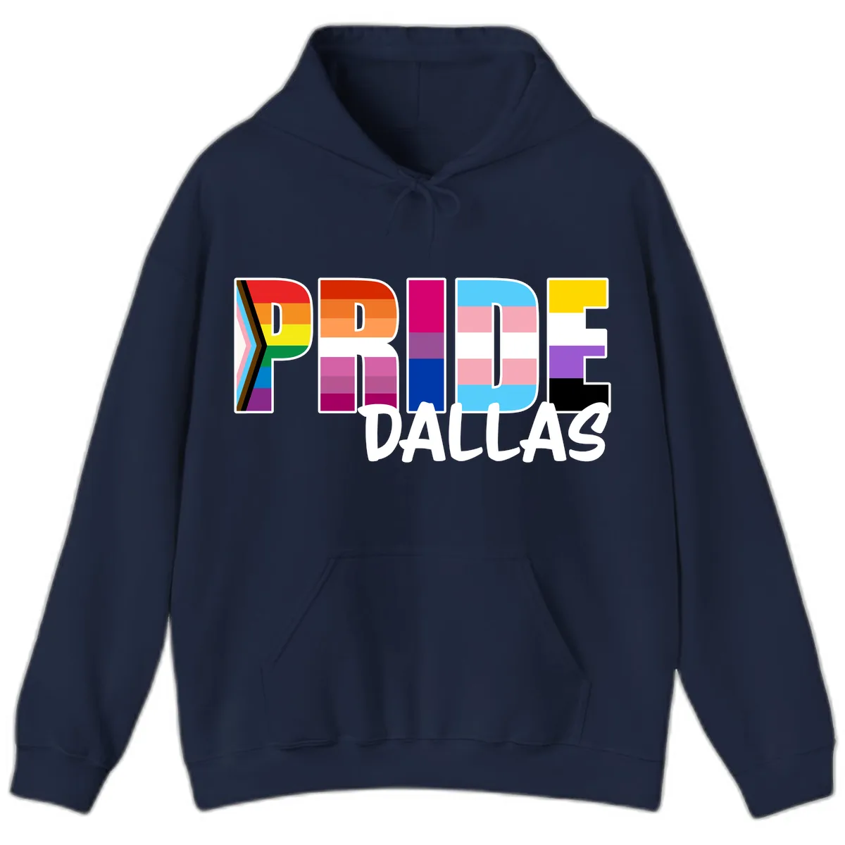 Pride Dallas Colorful Letters Hoodie in Navy