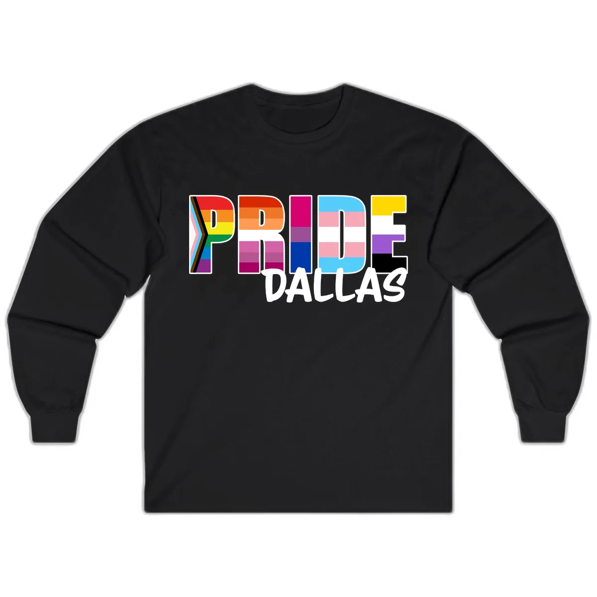 Pride Dallas Colorful Letters Long Sleeve in Black