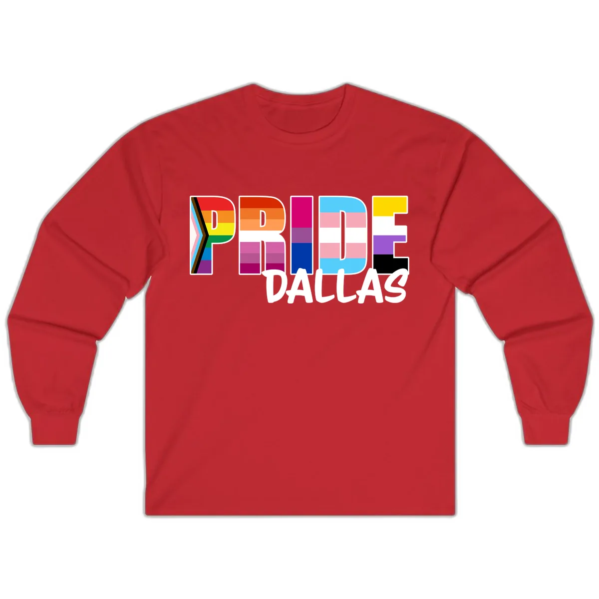 Pride Dallas Colorful Letters Long Sleeve in Red