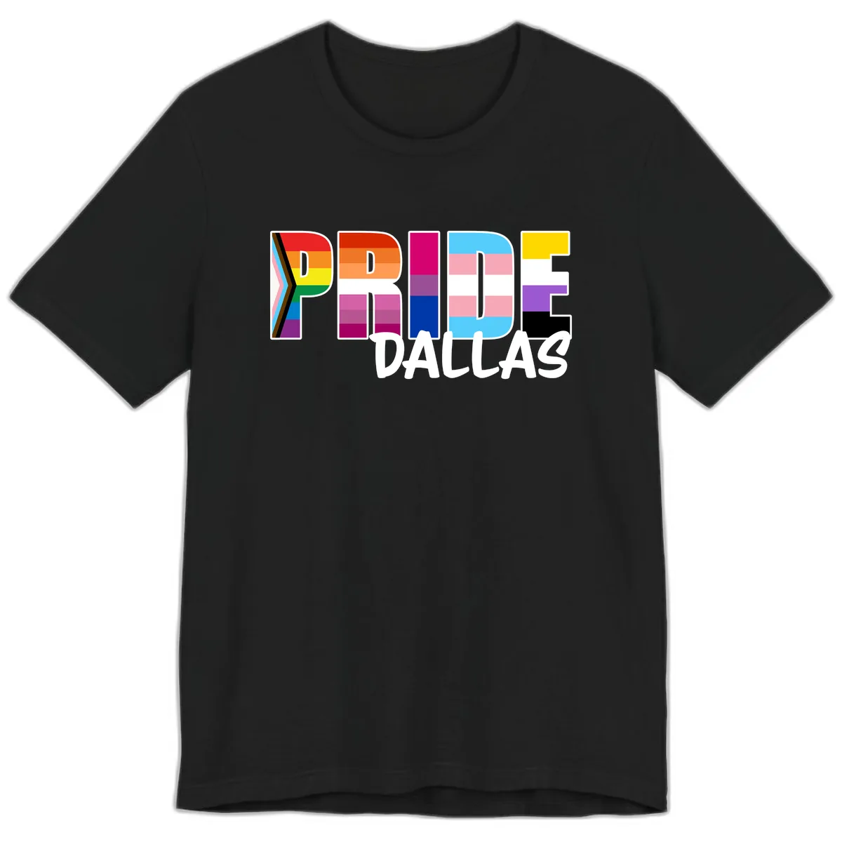 Pride Dallas Colorful Letters Premium T-Shirt in Black