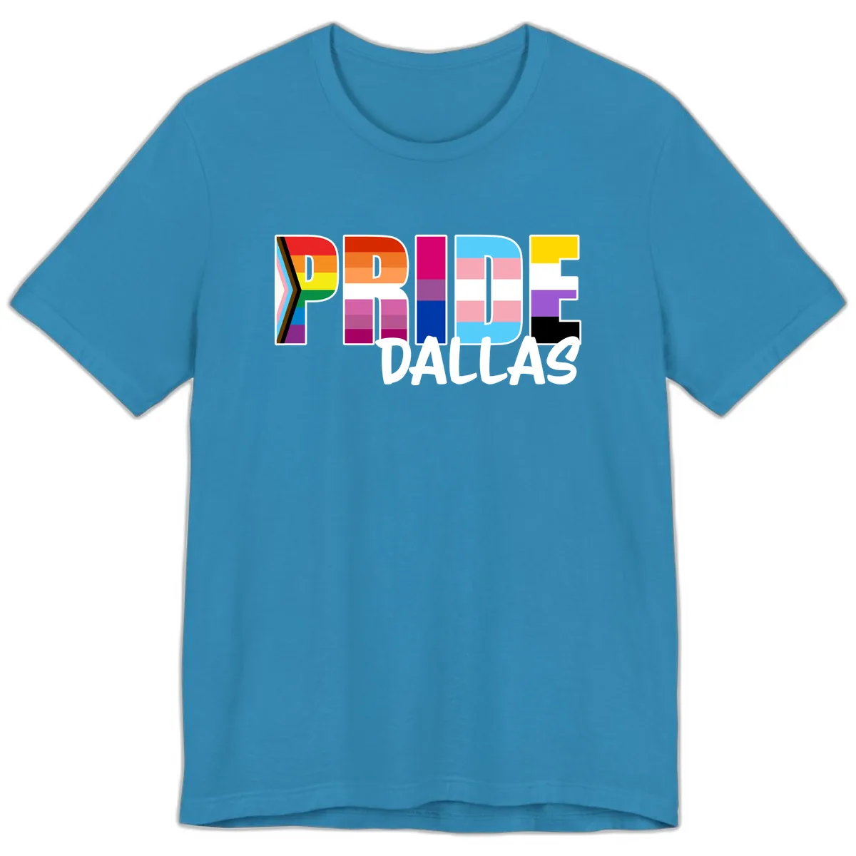 Pride Dallas Colorful Letters Premium T-Shirt in Aqua