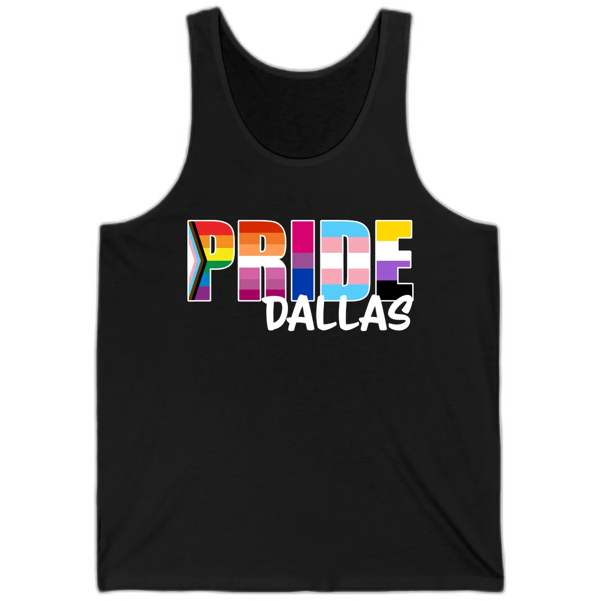 Pride Dallas Colorful Letters Tank in Black