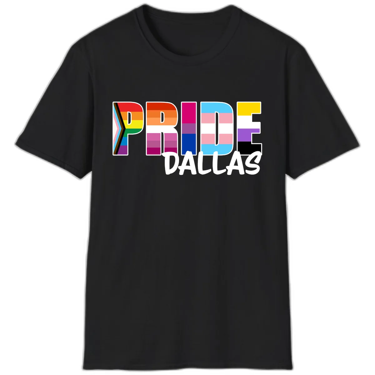 Pride Dallas Colorful Letters T-Shirt in Black