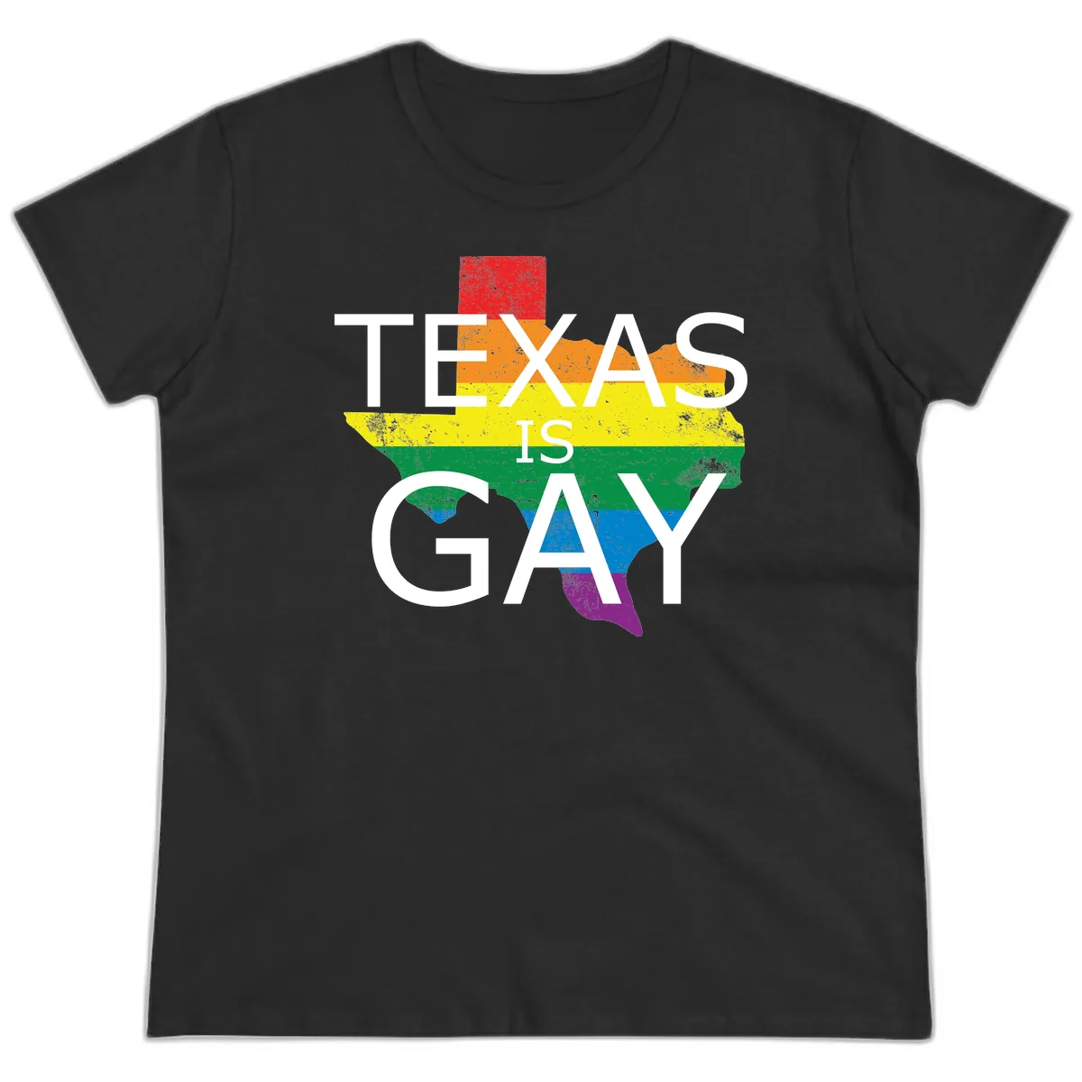 Texas Is A Gay Pride State Ladies Tee in Black