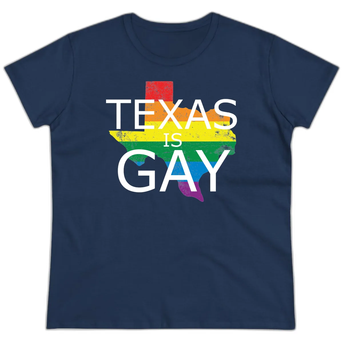 Texas Is A Gay Pride State Ladies Tee in Navy
