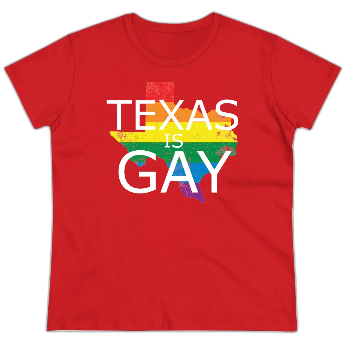 Texas Is A Gay Pride State Ladies Tee in Red