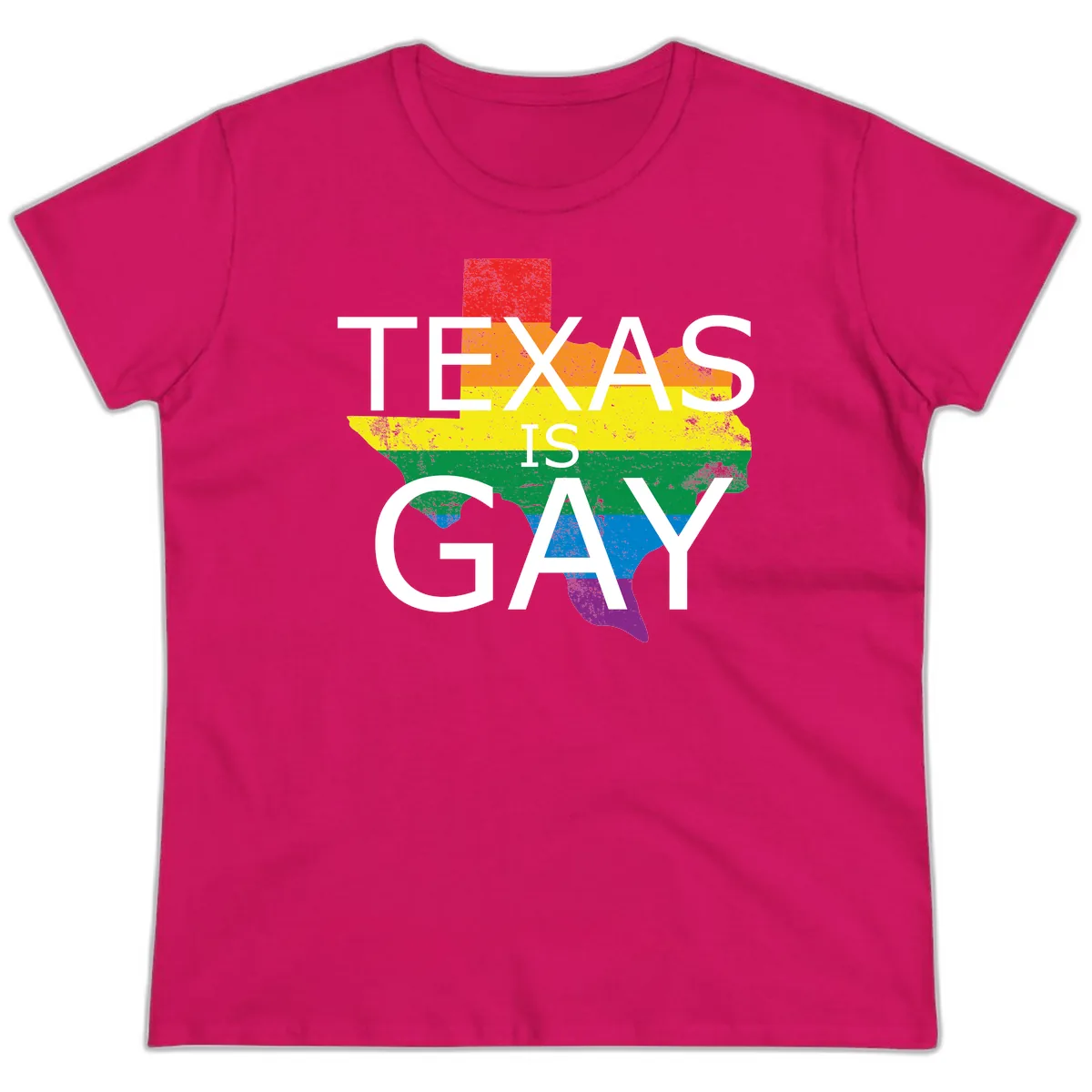 Texas Is A Gay Pride State Ladies Tee in Heliconia