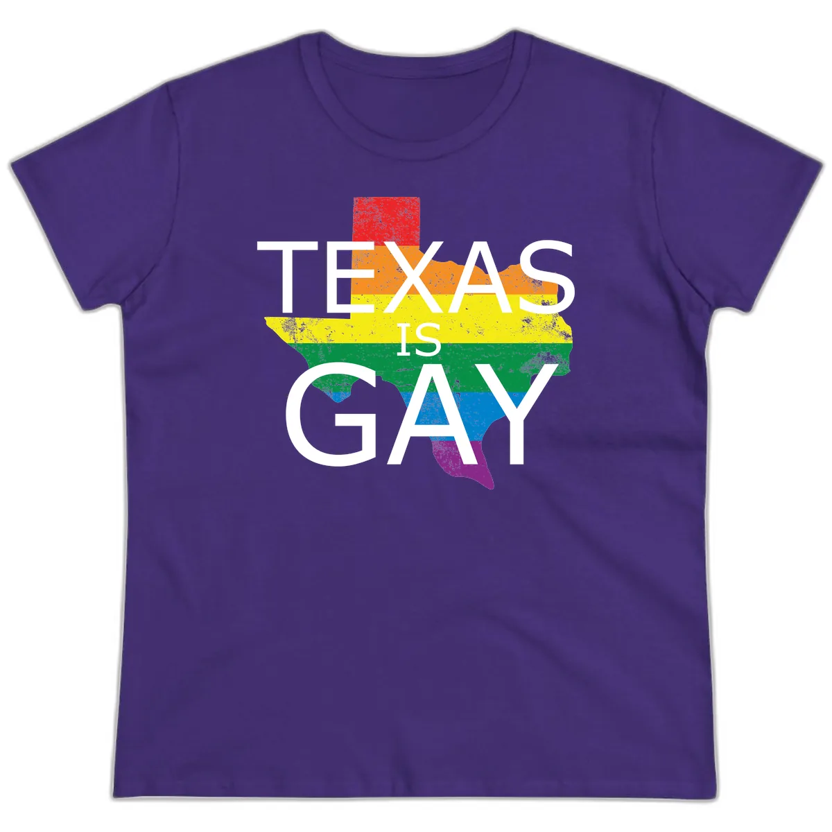 Texas Is A Gay Pride State Ladies Tee in Purple