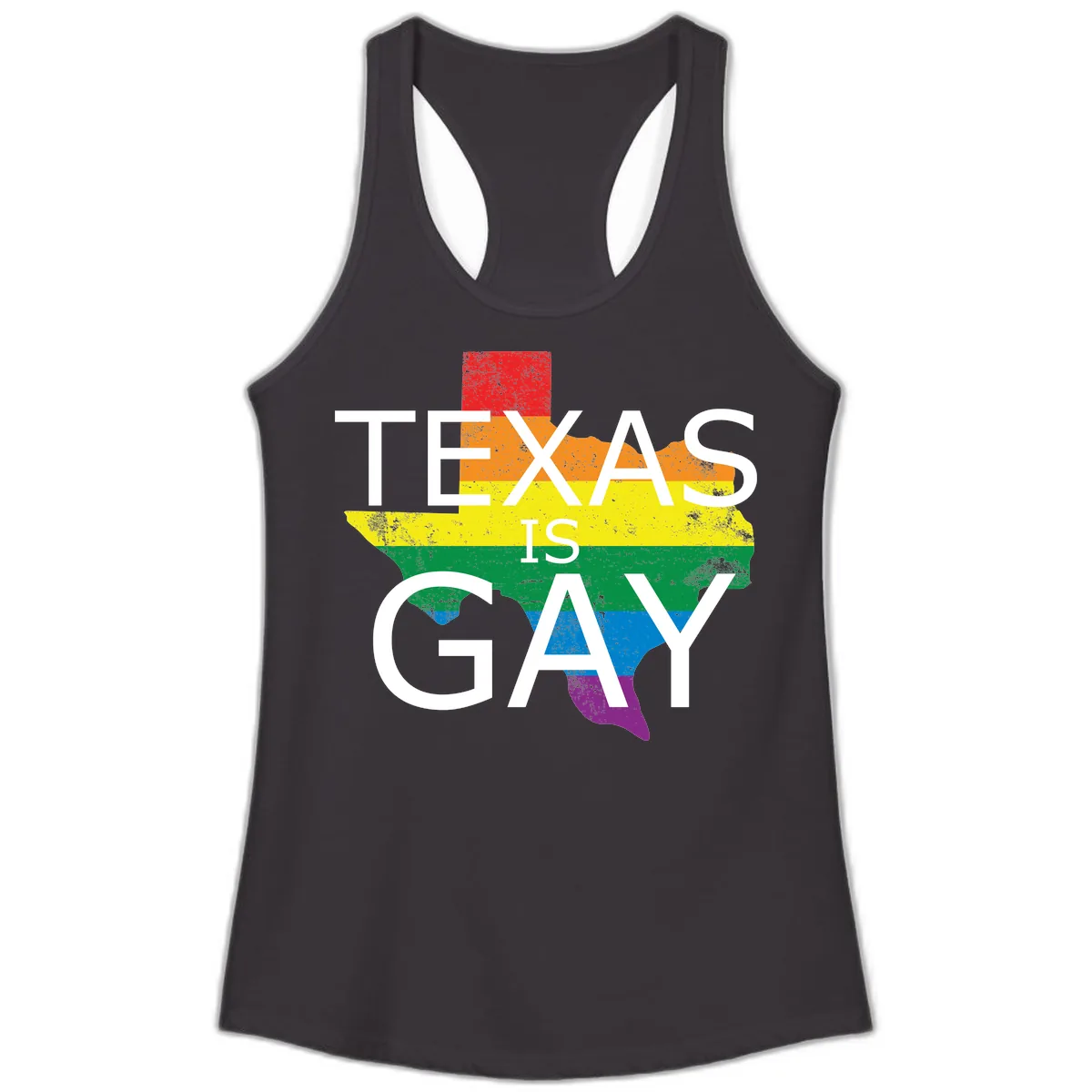 Texas Is A Gay Pride State Ladies Tank in Black