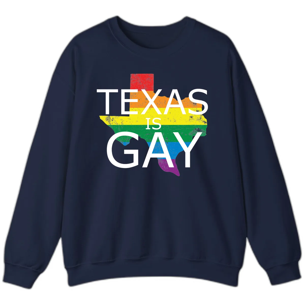Texas Is A Gay Pride State Sweatshirt in Navy