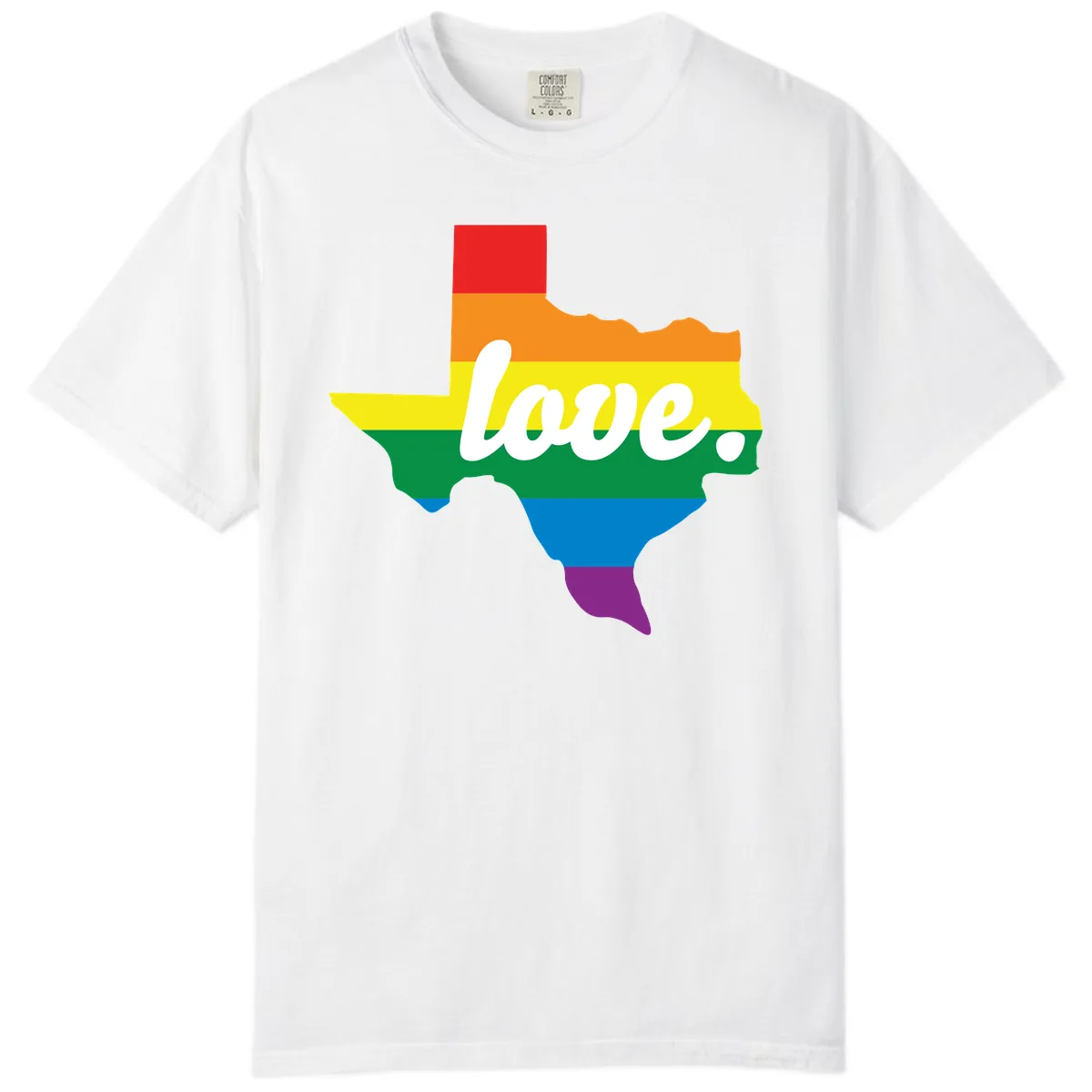 Love Texas Rainbow Pride Comfort Color in White