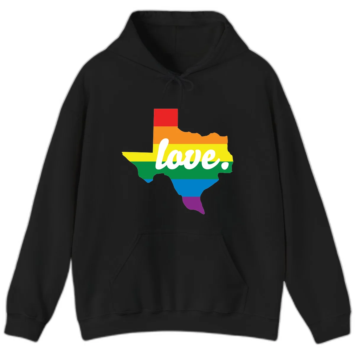 Love Texas Rainbow Pride Hoodie in Black