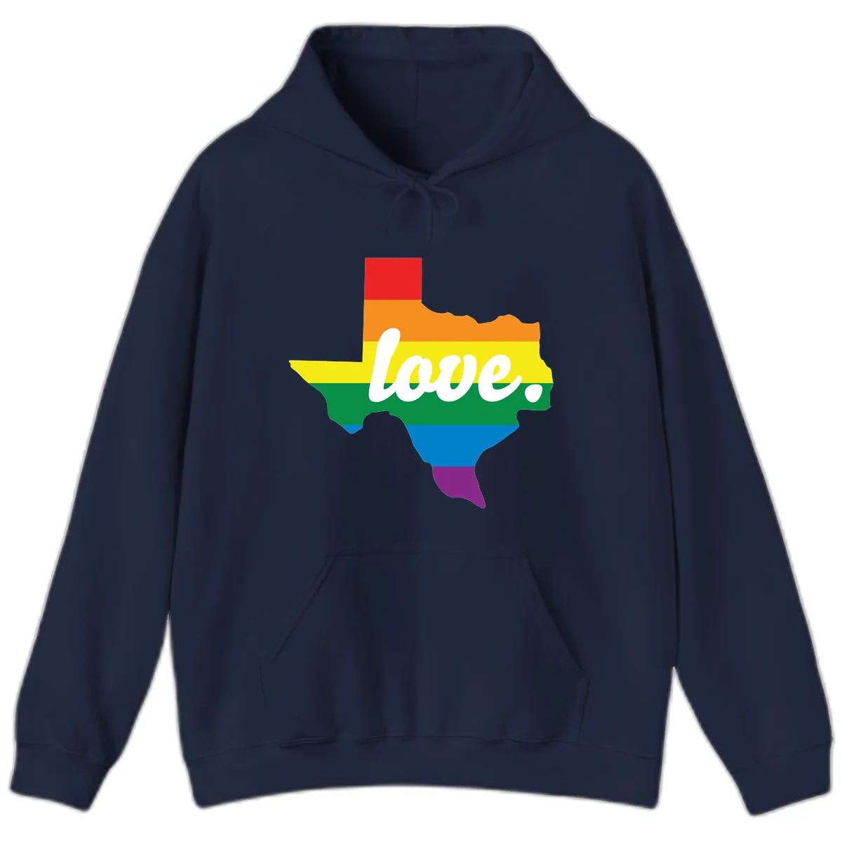 Love Texas Rainbow Pride Hoodie in Navy