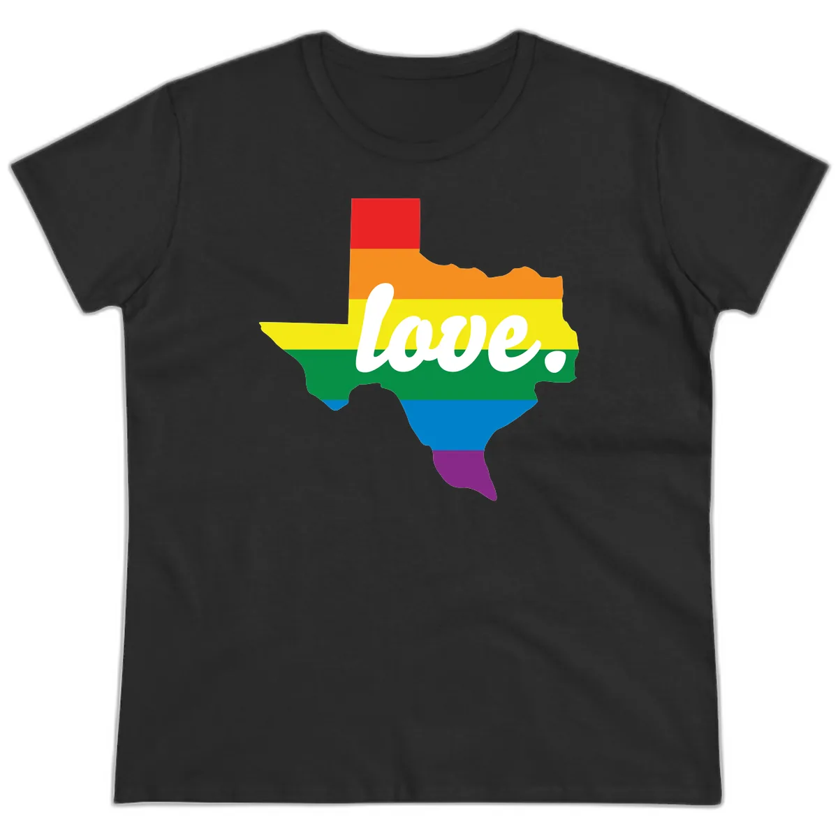 Love Texas Rainbow Pride Ladies Tee in Black