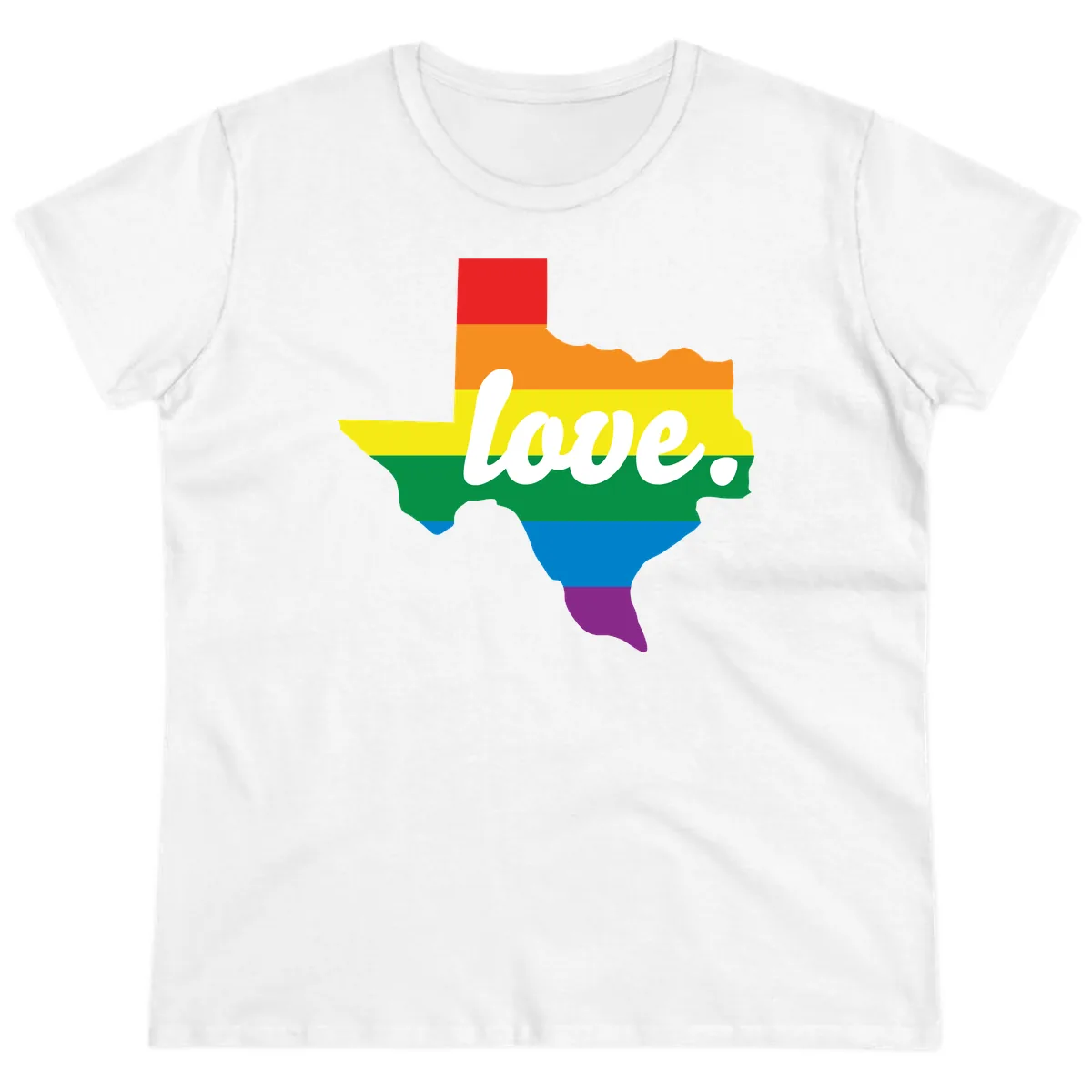 Love Texas Rainbow Pride Ladies Tee in White