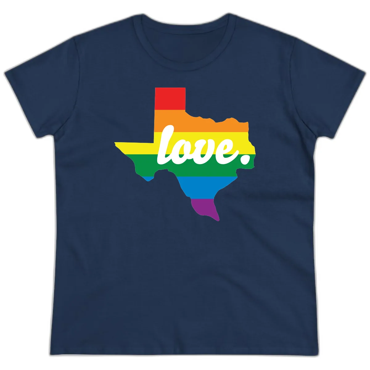 Love Texas Rainbow Pride Ladies Tee in Navy