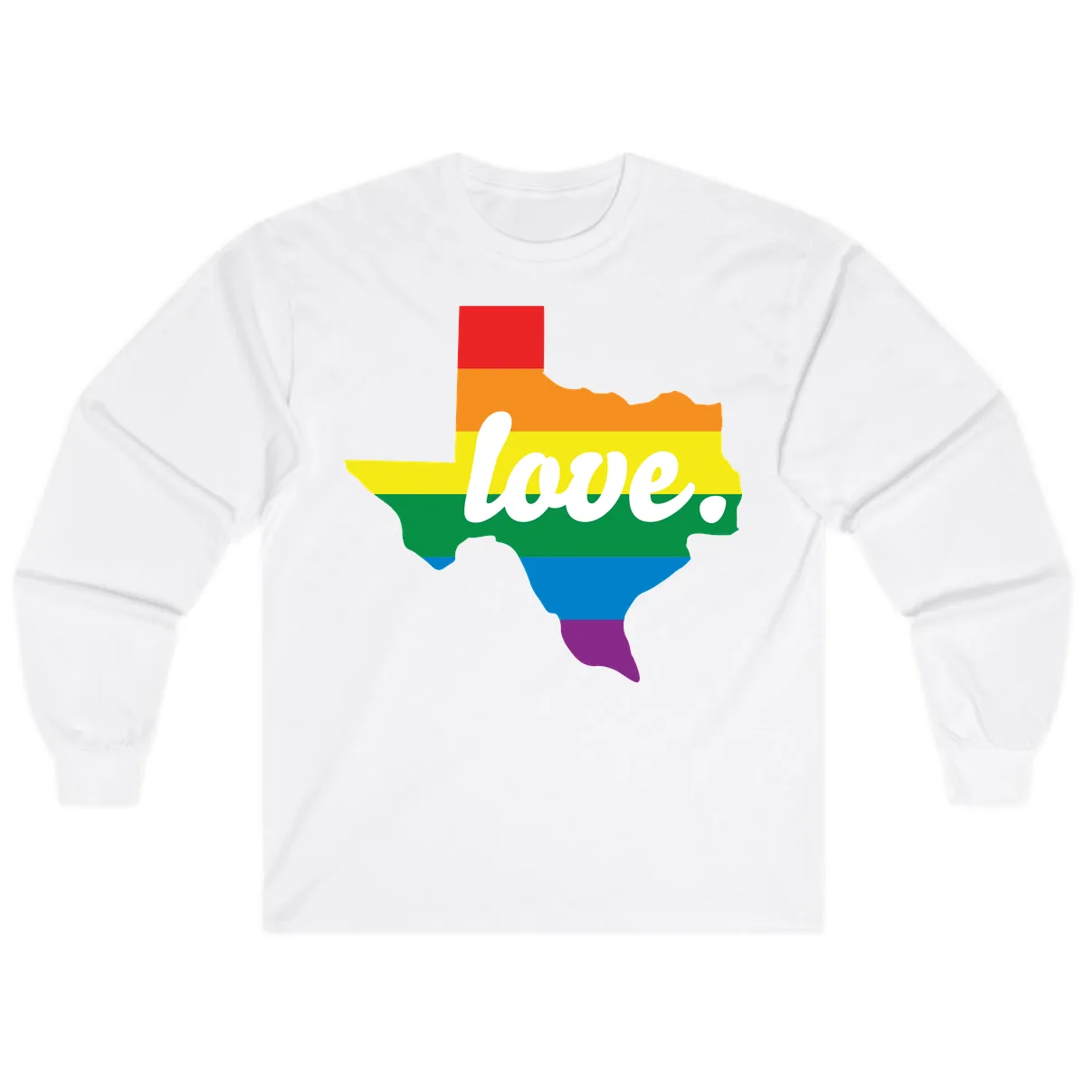 Love Texas Rainbow Pride Long Sleeve in White