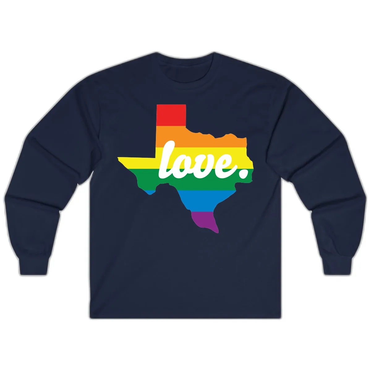 Love Texas Rainbow Pride Long Sleeve in Navy