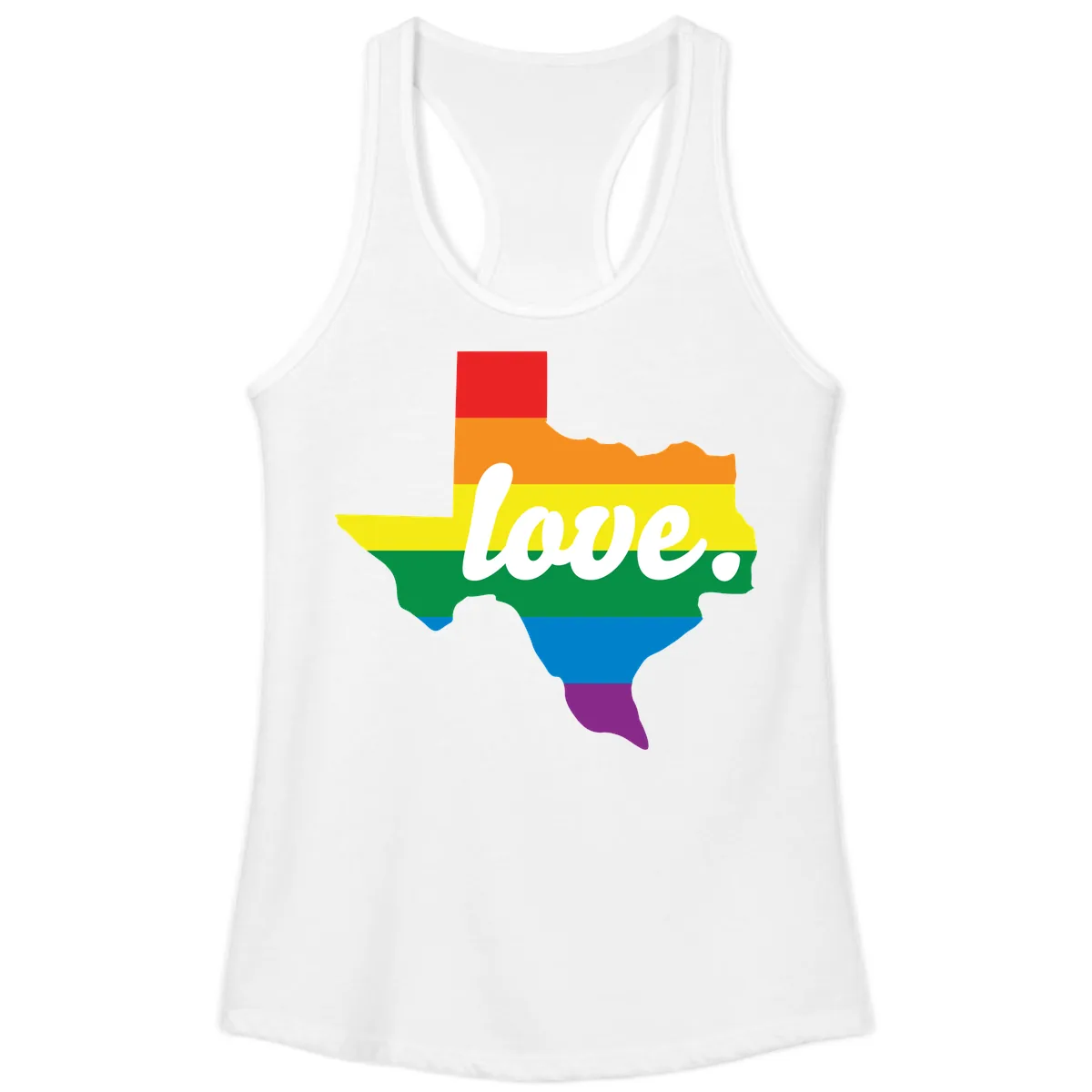 Love Texas Rainbow Pride Ladies Tank in White
