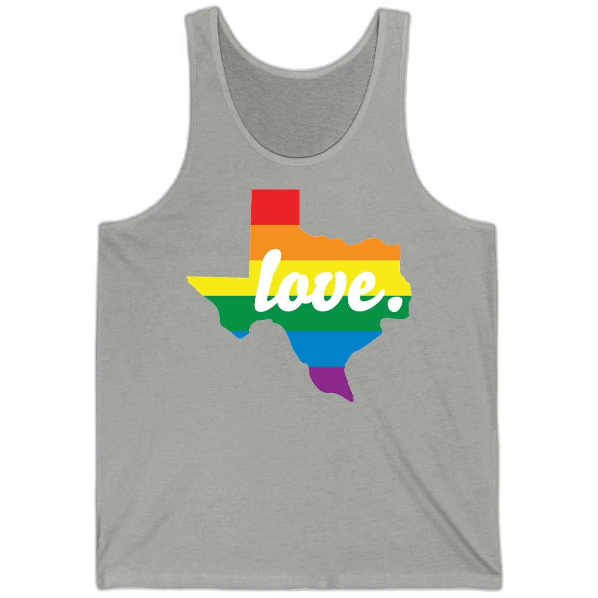 Love Texas Rainbow Pride Tank in Athletic Heather