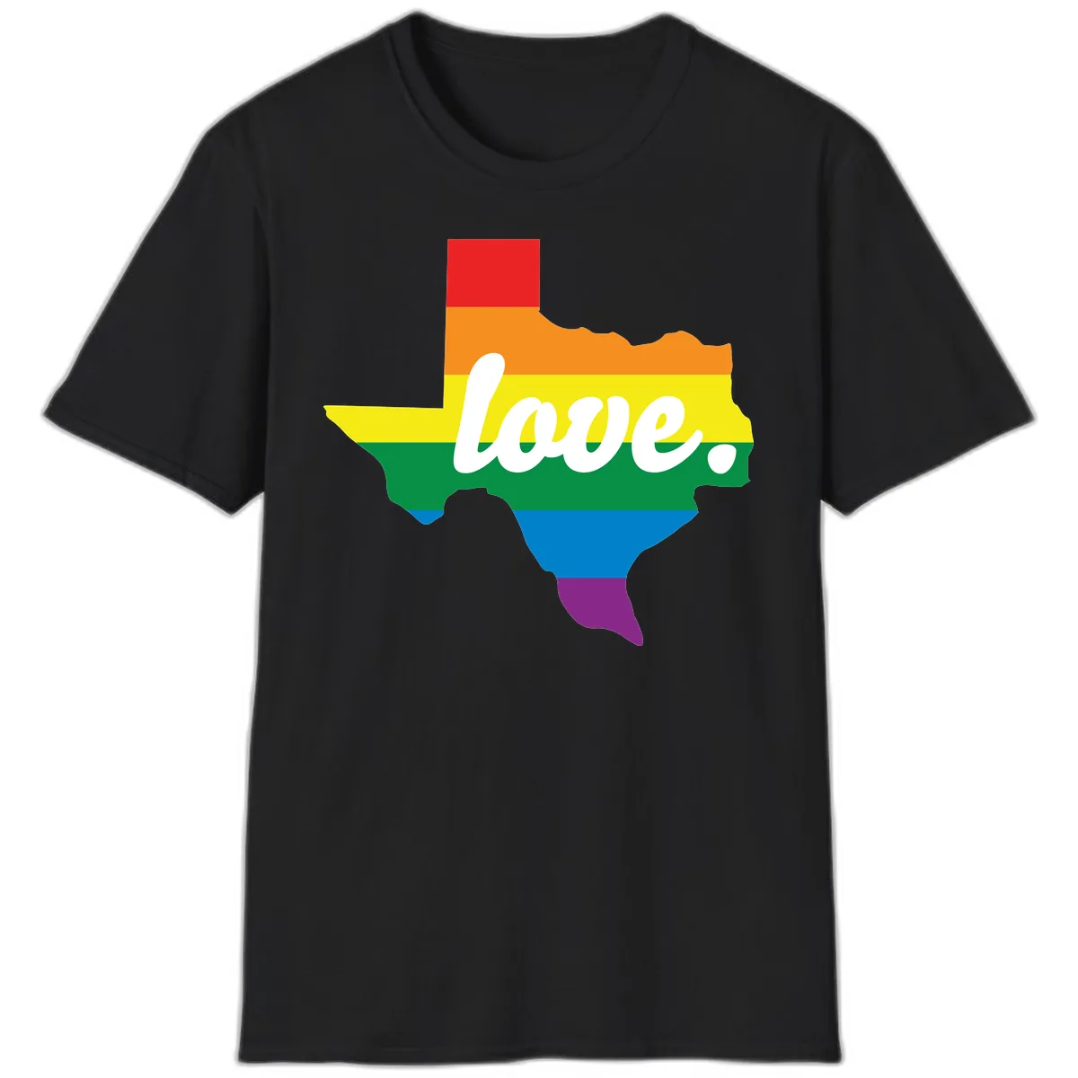 Love Texas Rainbow Pride T-Shirt in Black