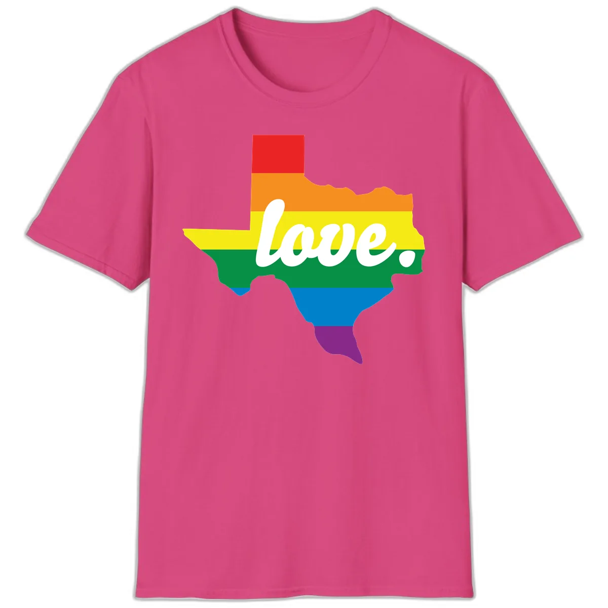 Love Texas Rainbow Pride T-Shirt in Heliconia