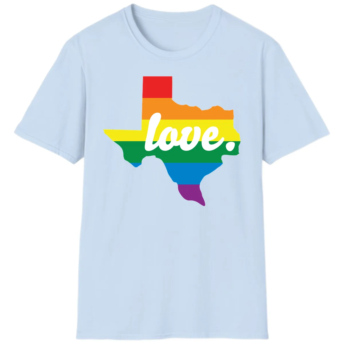 Love Texas Rainbow Pride T-Shirt in Light Blue
