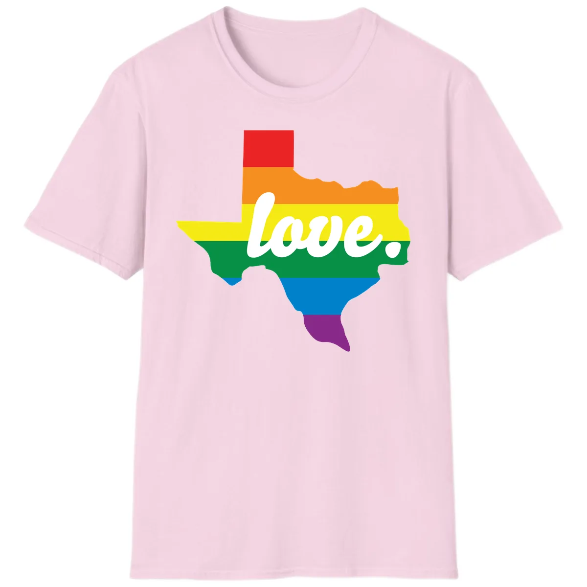 Love Texas Rainbow Pride T-Shirt in Light Pink