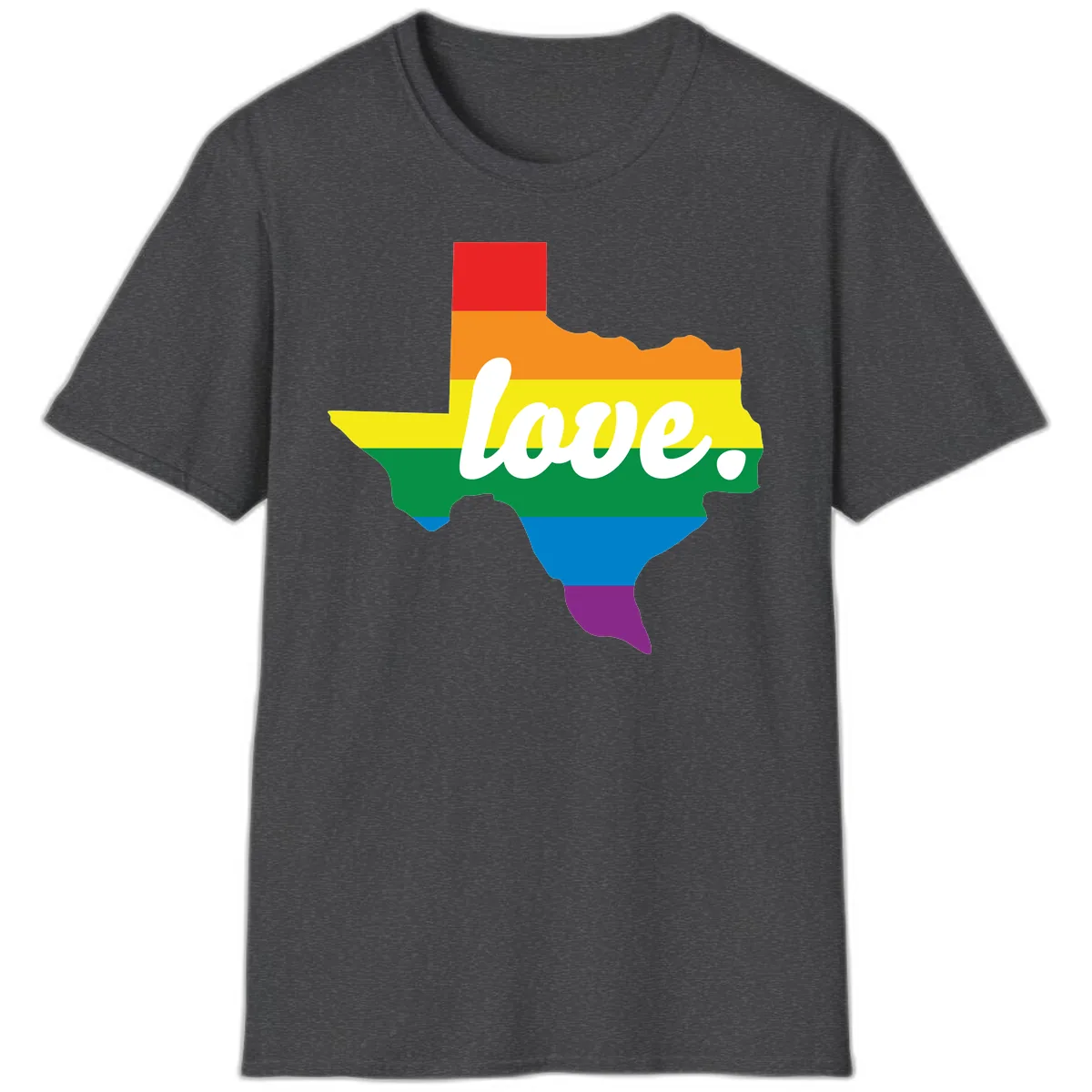 Love Texas Rainbow Pride T-Shirt in Dark Heather