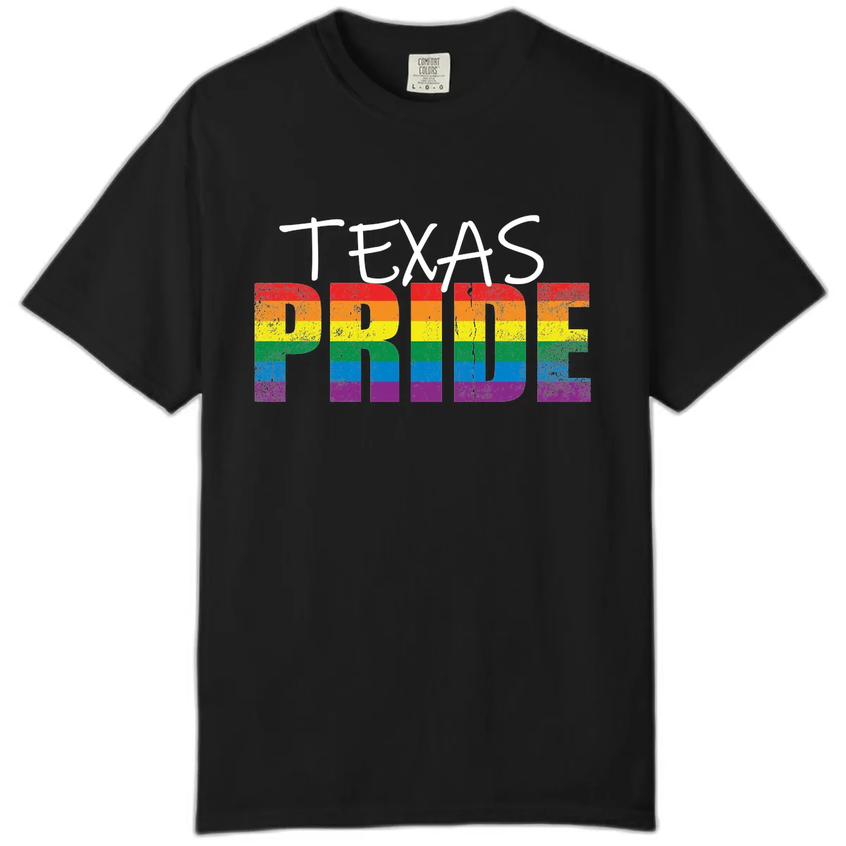Texas Pride Rainbow Comfort Color in Black