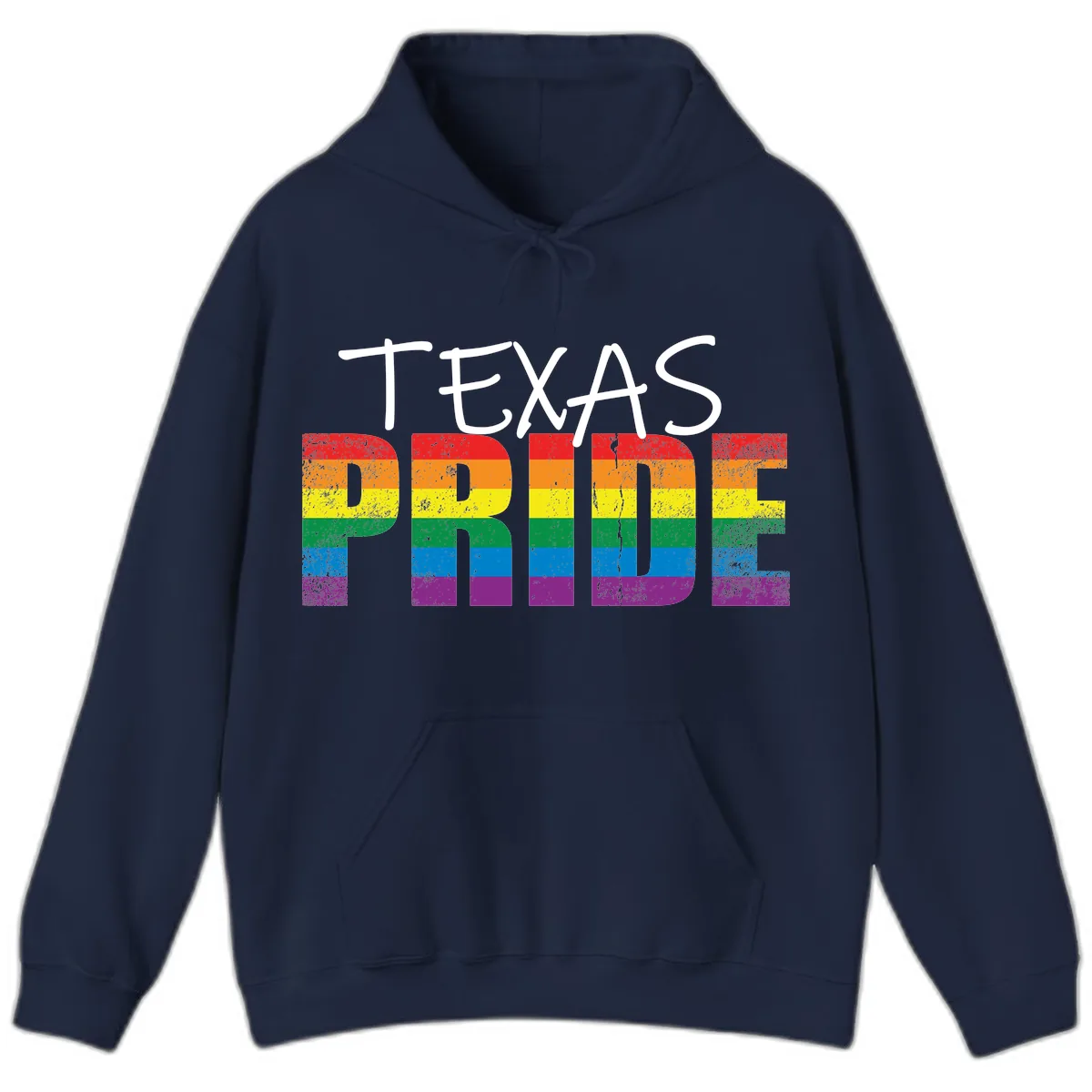 Texas Pride Rainbow Hoodie in Navy