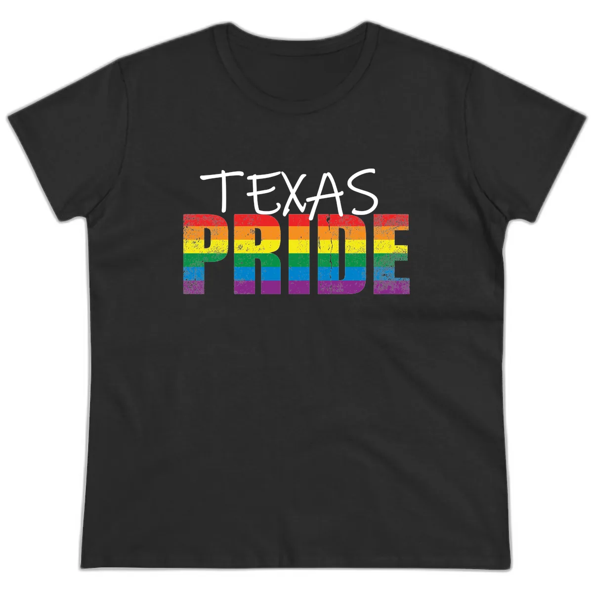 Texas Pride Rainbow Ladies Tee in Black
