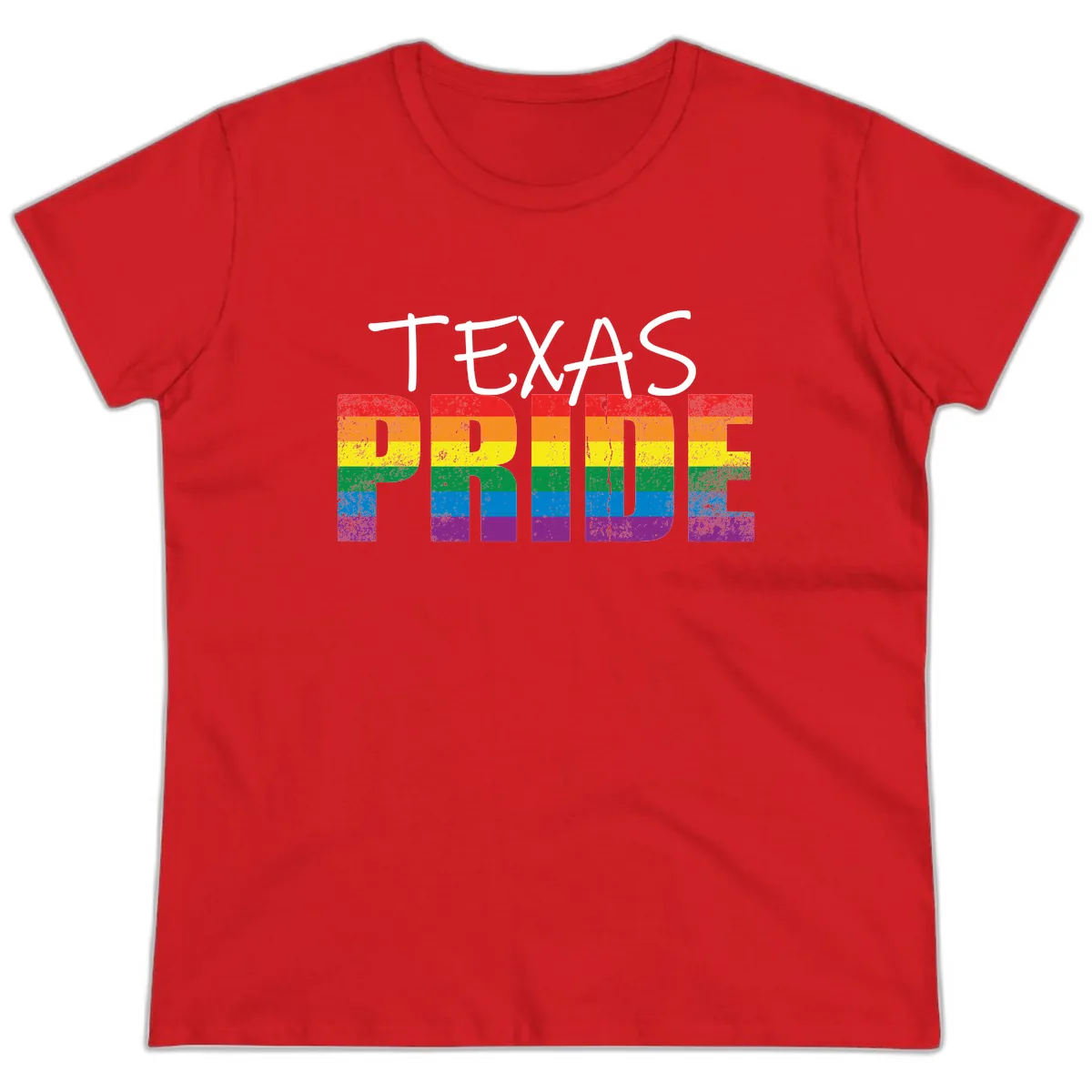 Texas Pride Rainbow Ladies Tee in Red