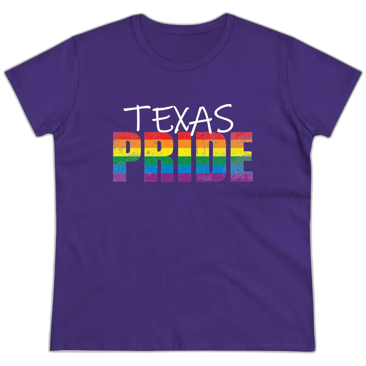 Texas Pride Rainbow Ladies Tee in Purple