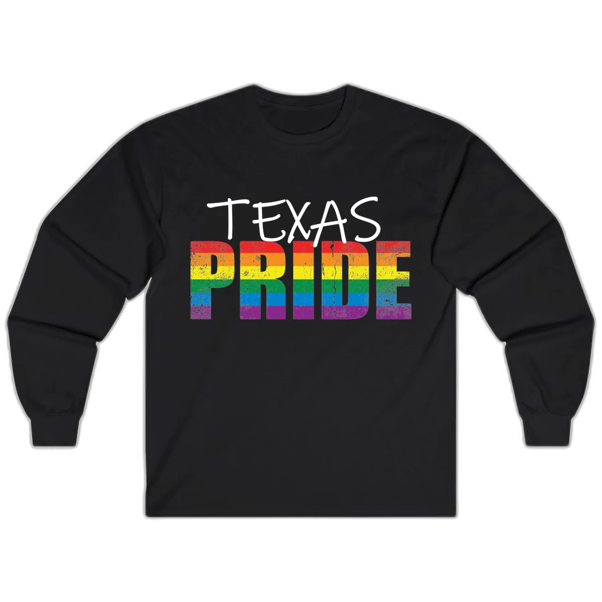 Texas Pride Rainbow Long Sleeve in Black