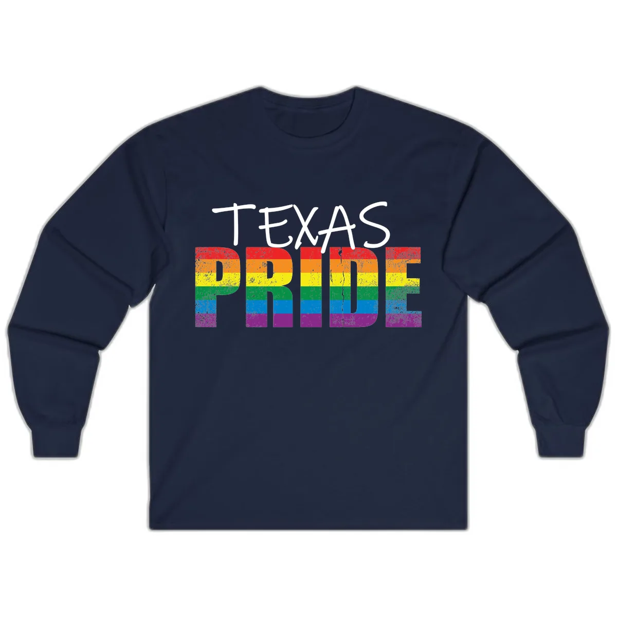 Texas Pride Rainbow Long Sleeve in Navy