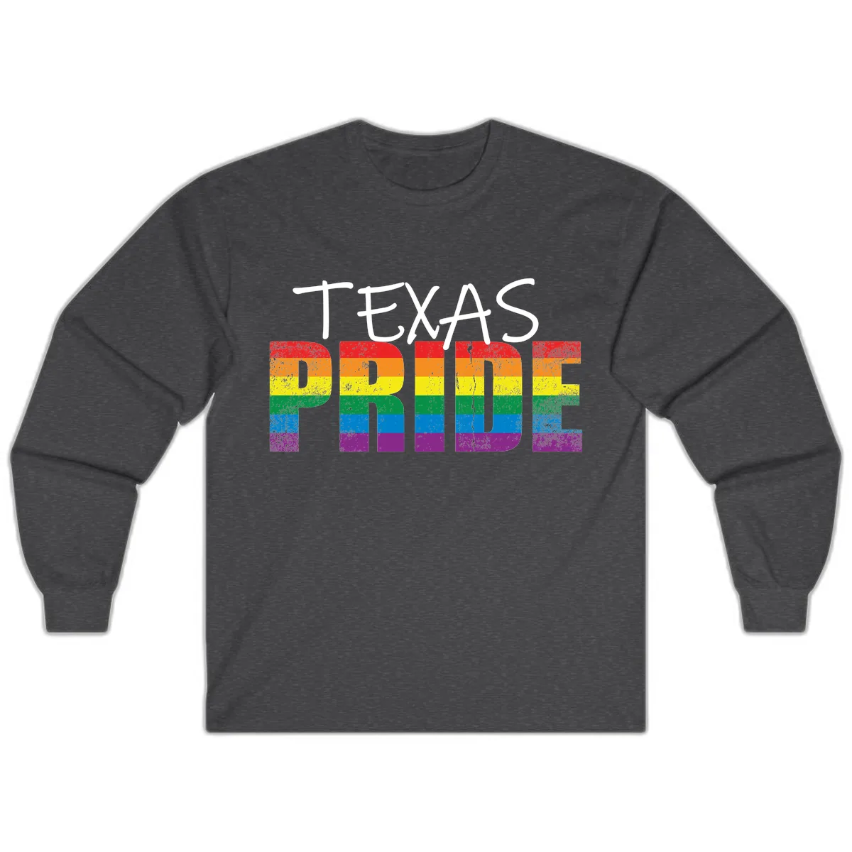 Texas Pride Rainbow Long Sleeve in Dark Heather