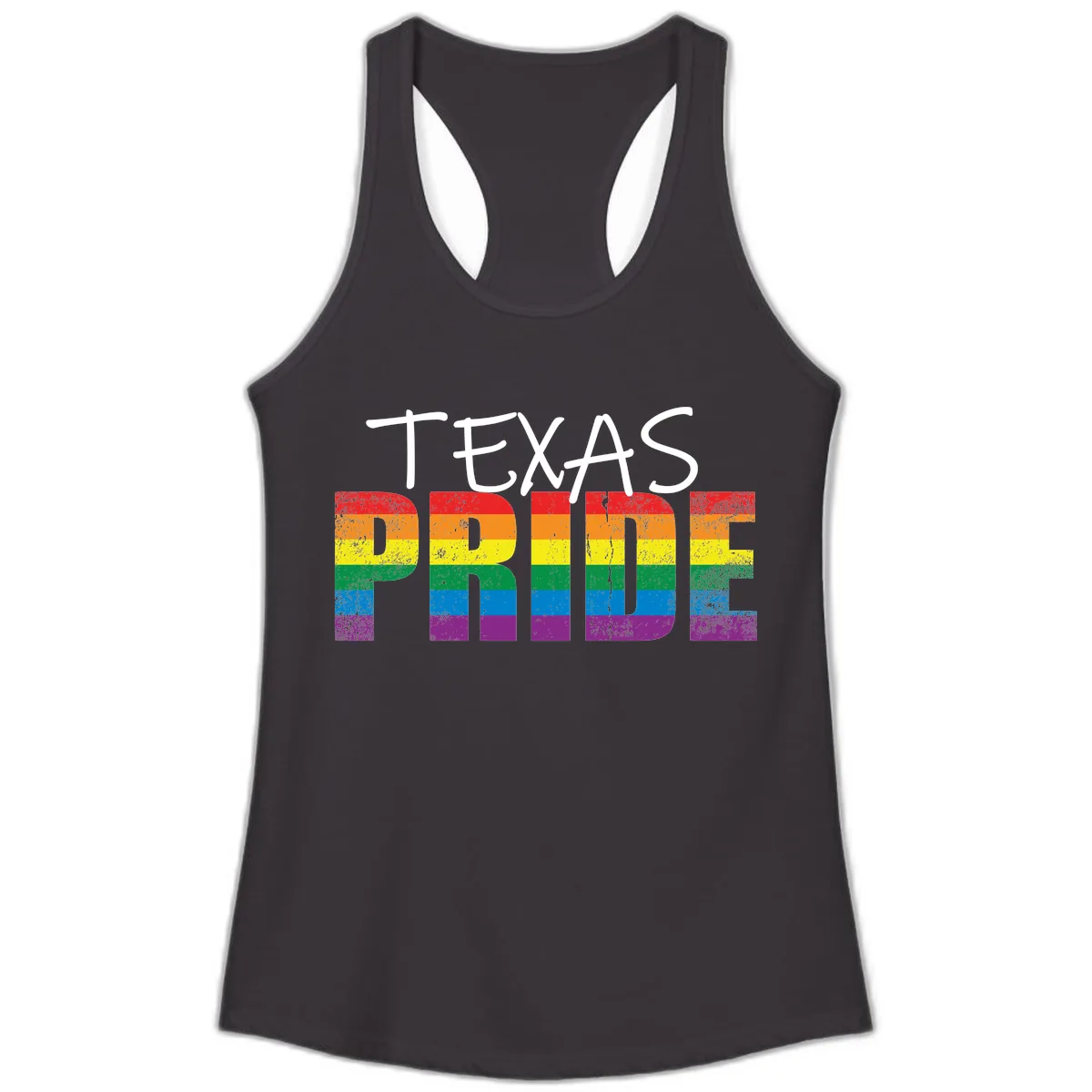 Texas Pride Rainbow Ladies Tank in Black