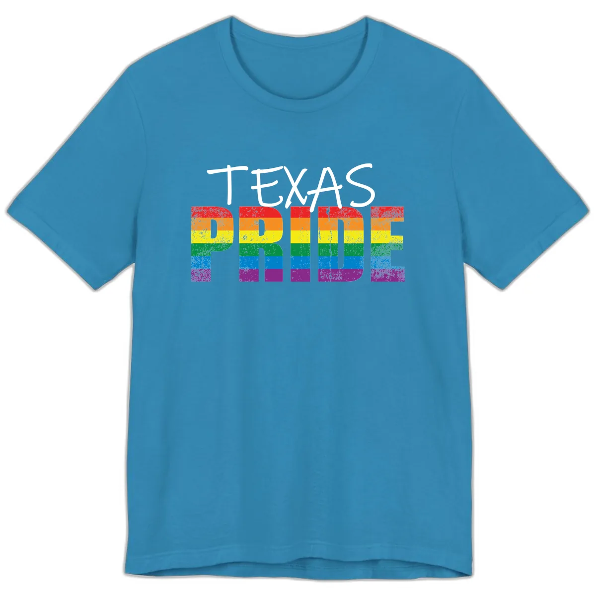 Texas Pride Rainbow Premium T-Shirt in Aqua