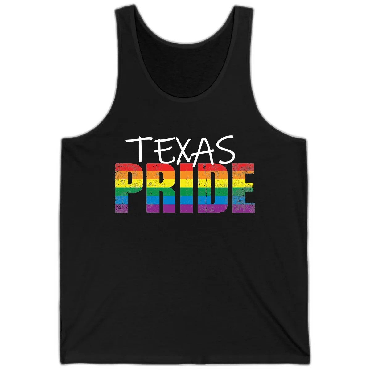Texas Pride Rainbow Tank in Black