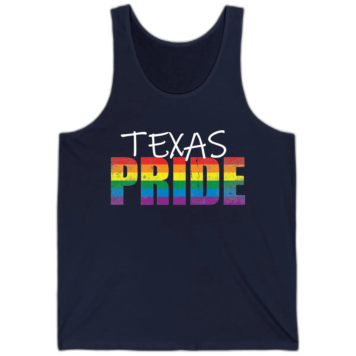 Texas Pride Rainbow Tank in Navy