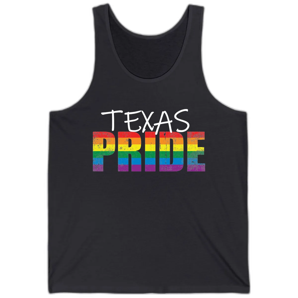 Texas Pride Rainbow Tank in Dark Grey