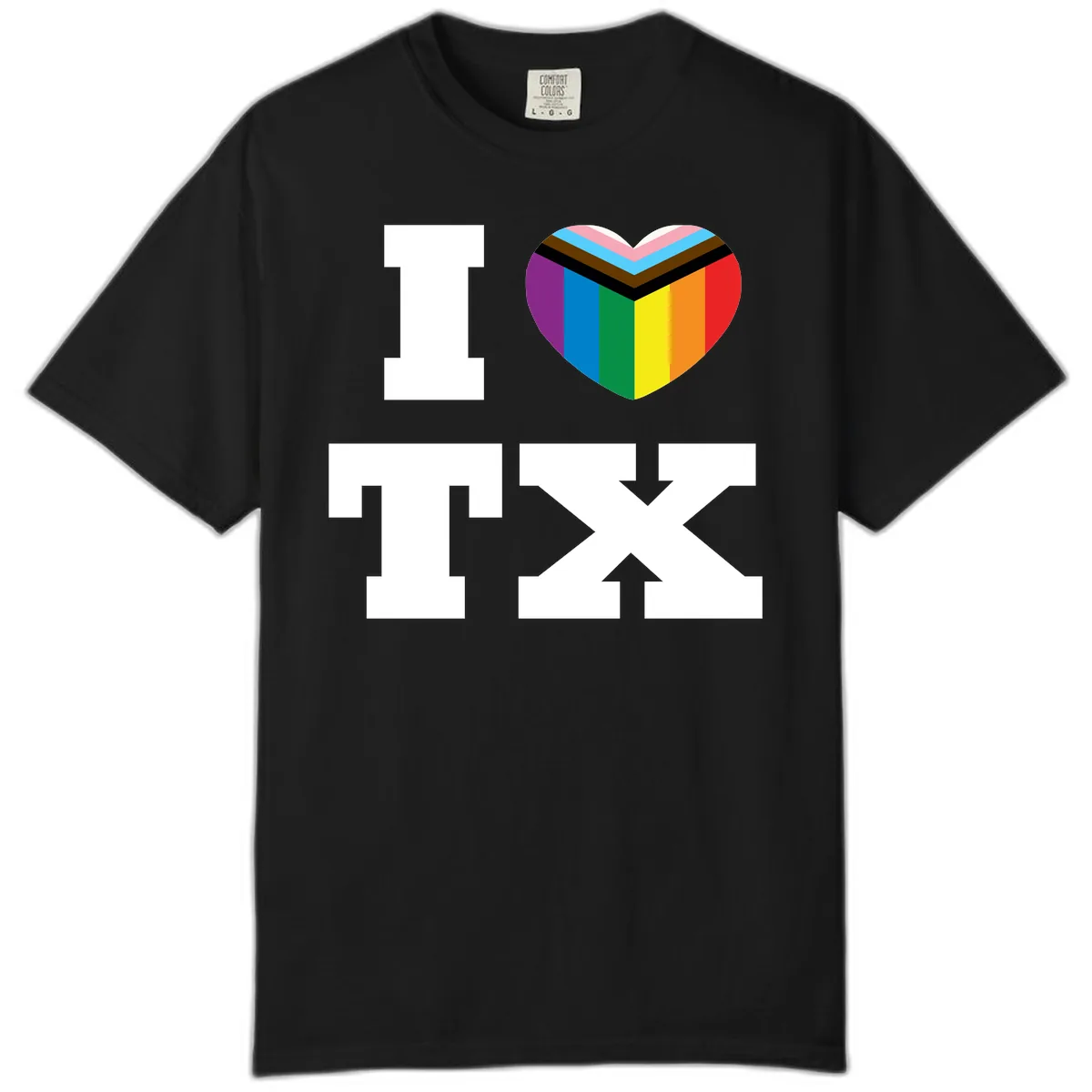 I Love Pride Rainbow Heart Comfort Color in Black