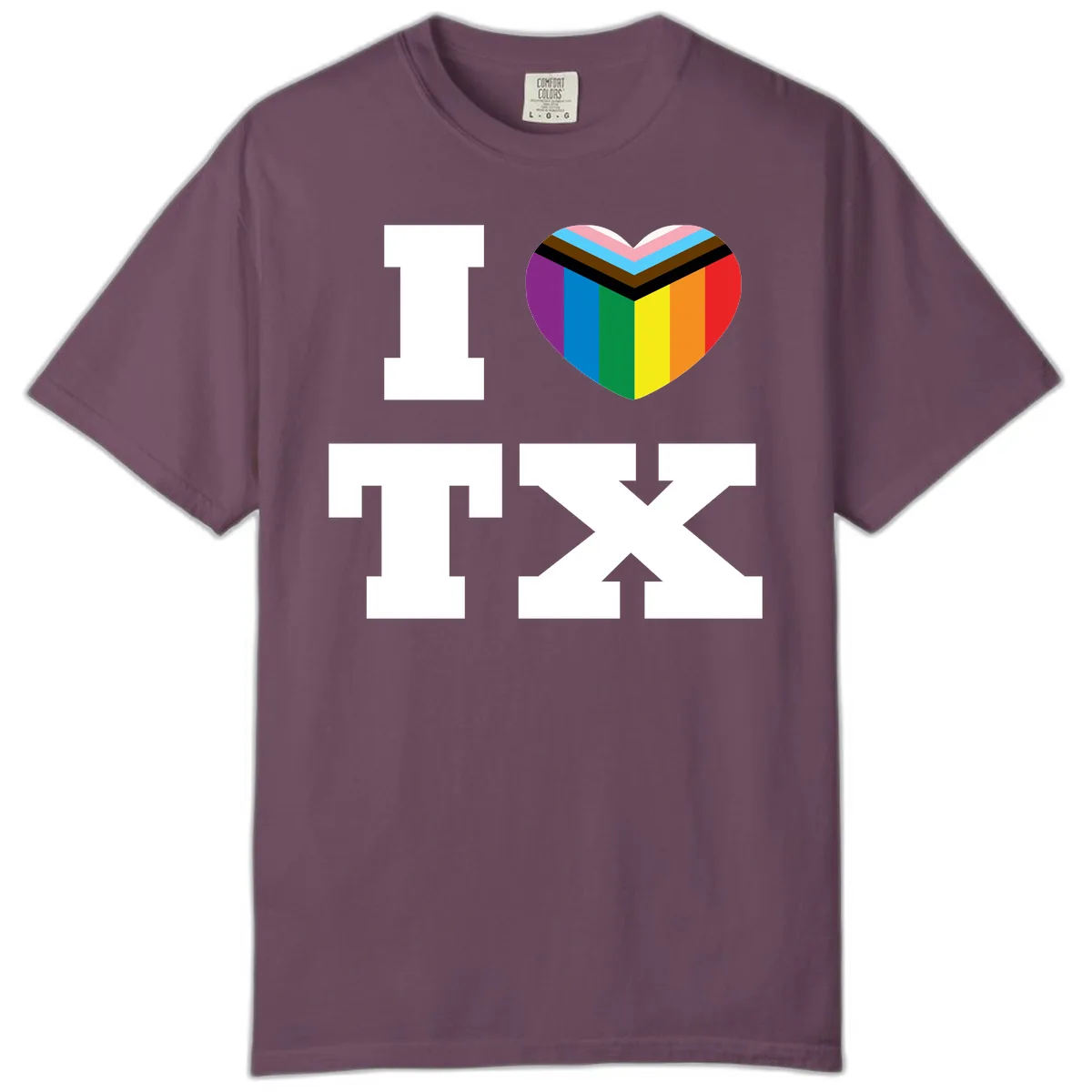 I Love Pride Rainbow Heart Comfort Color in Berry