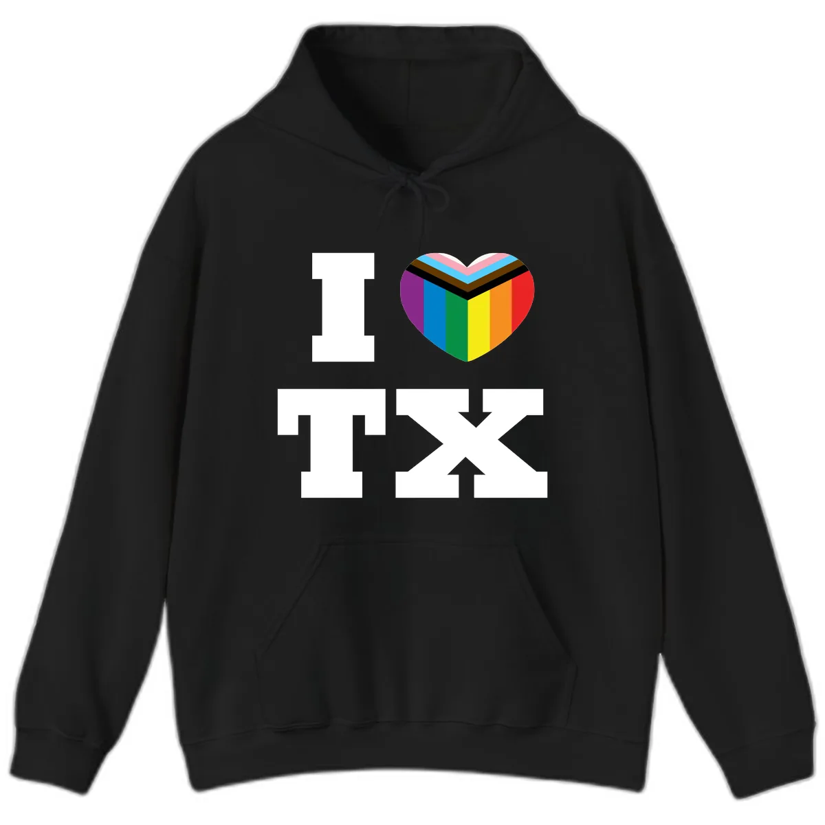 I Love Pride Rainbow Heart Hoodie in Black