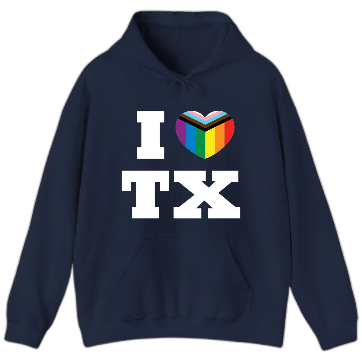 I Love Pride Rainbow Heart Hoodie in Navy