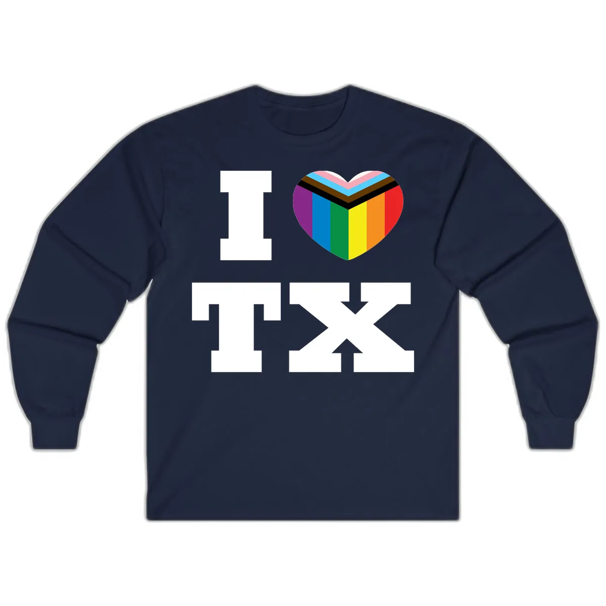 I Love Pride Rainbow Heart Long Sleeve in Navy