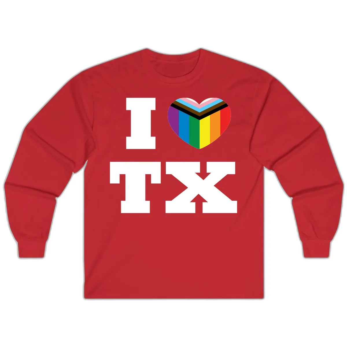 I Love Pride Rainbow Heart Long Sleeve in Red